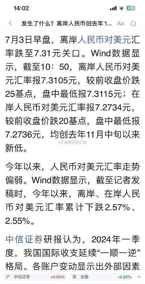 离岸人民币下降至6.9717，创10年来新低，“破7”可能吗？对此你怎么看「离岸人民币升破7.24关口」 金融财经